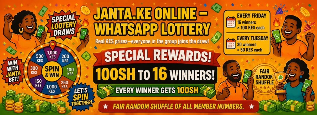 Janta.ke Online WhatsApp Lottery — special rewards, 100SH to 16 winners